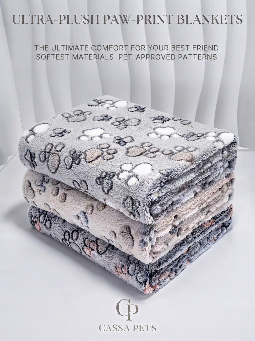 Cassa Pets™ Ultra-Plush Paw-Print Blankets (1-Piece)