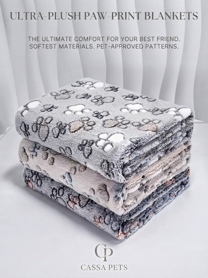 Cassa Pets™ Ultra-Plush Paw-Print Blankets (1-Piece)