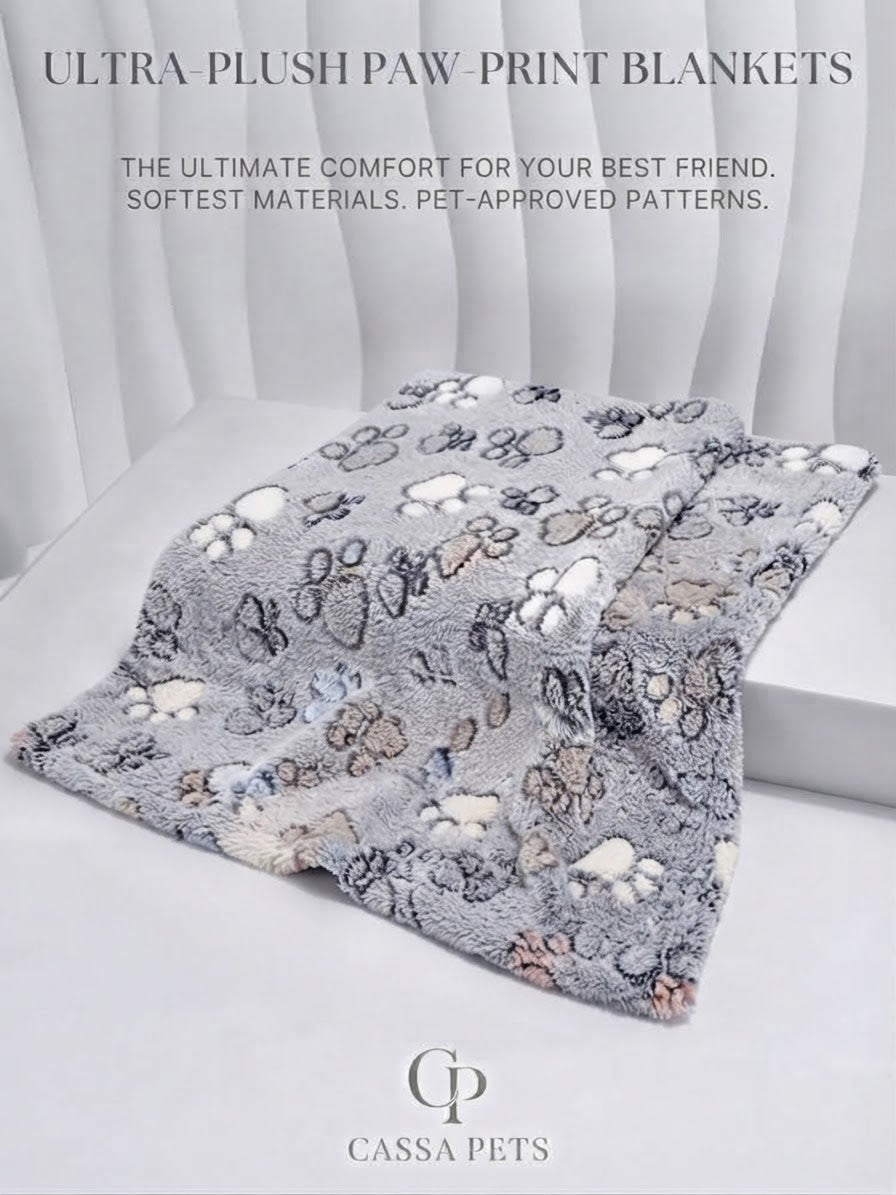 Cassa Pets™ Ultra-Plush Paw-Print Blankets (1-Piece)